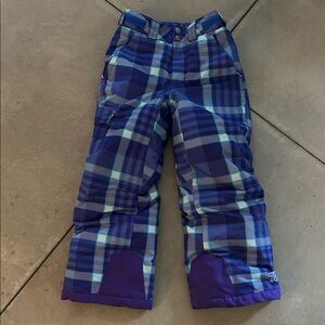 Columbia Purple & Blue Plaid Kids Snow Pants